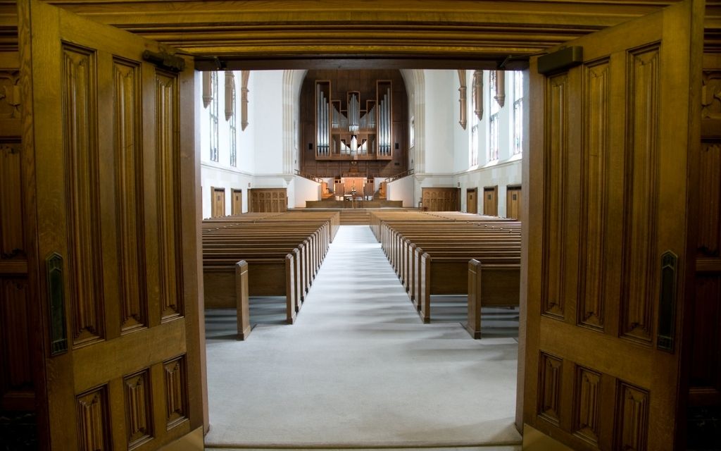 A church with open doors