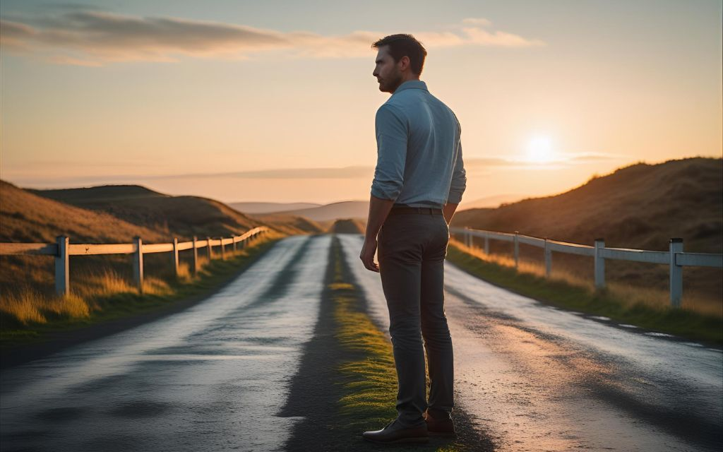 A Man Standing on the road